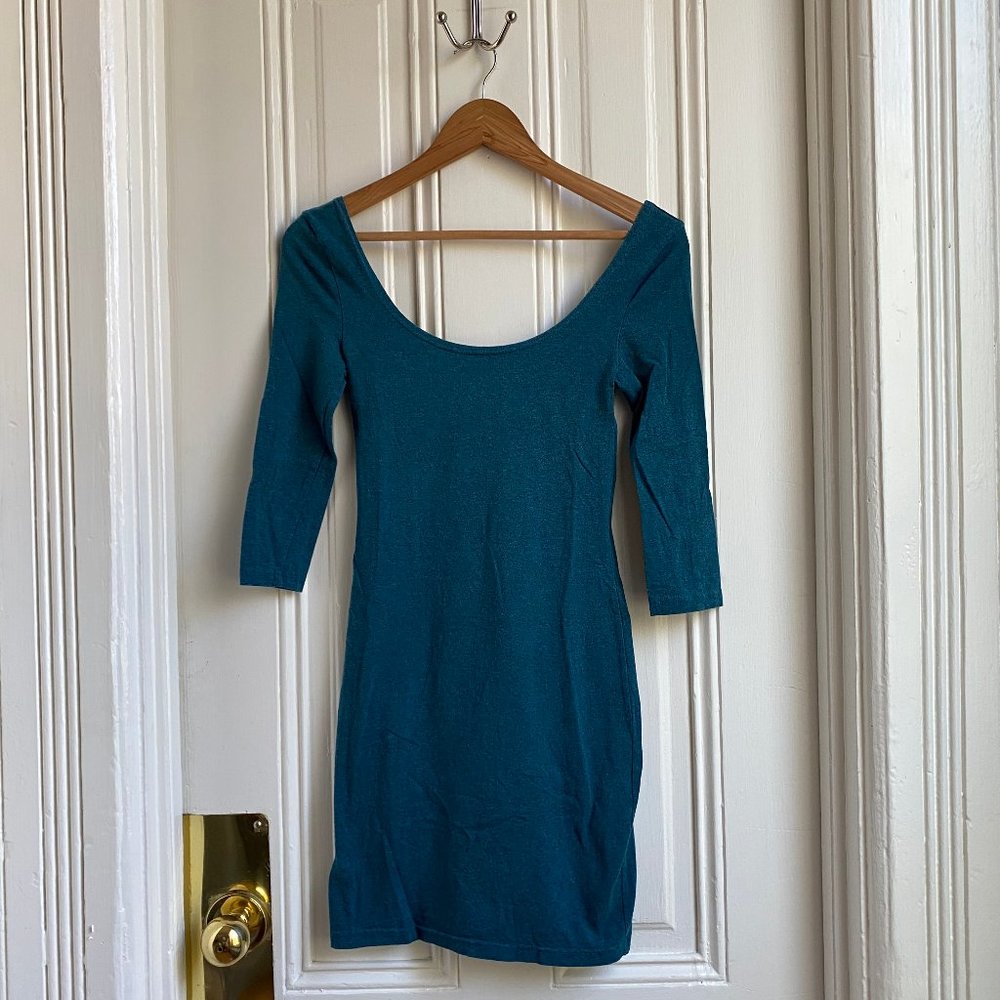 H&M Teal Scoop Neck Body con Dress